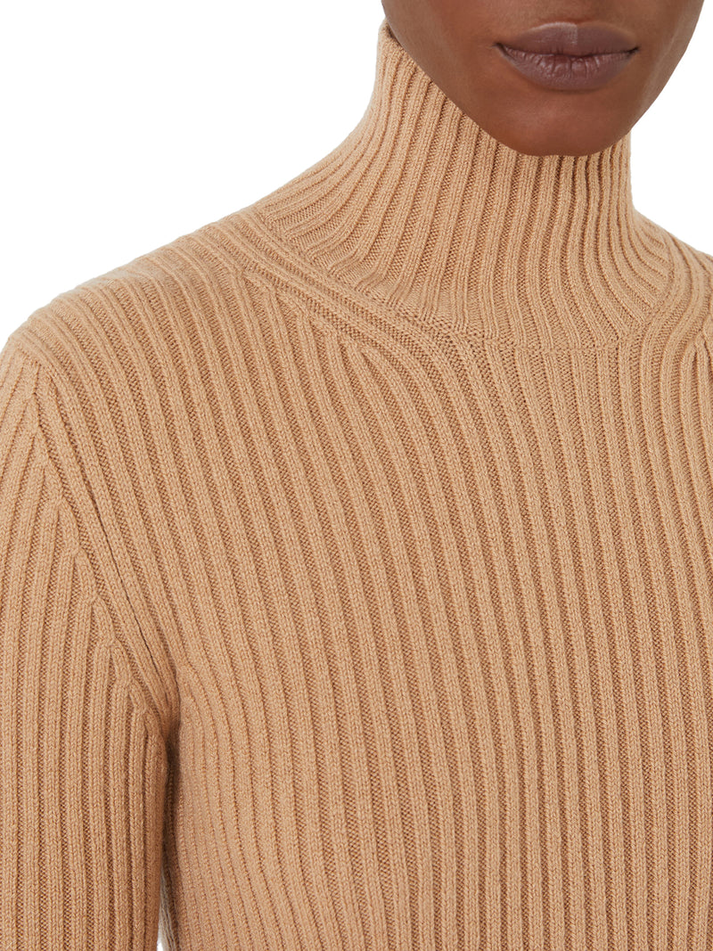 RIBBED WOOL AND CASHMERE TURTLENECK