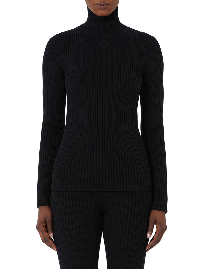 RIBBED WOOL AND CASHMERE TURTLENECK