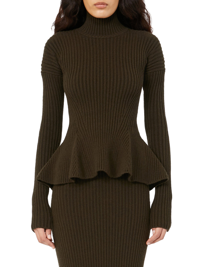 WOOL AND CASHMERE PEPLUS TURTLENECK