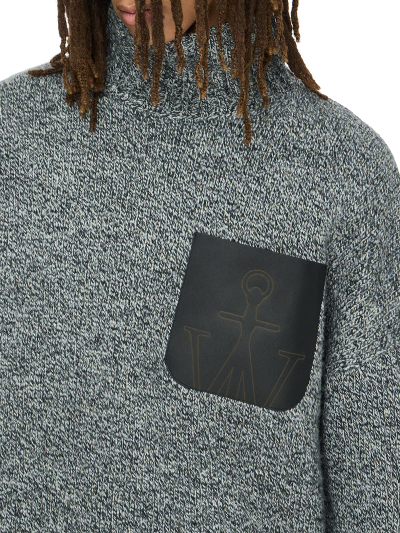 SWEATER WITH LEATHER POCKET