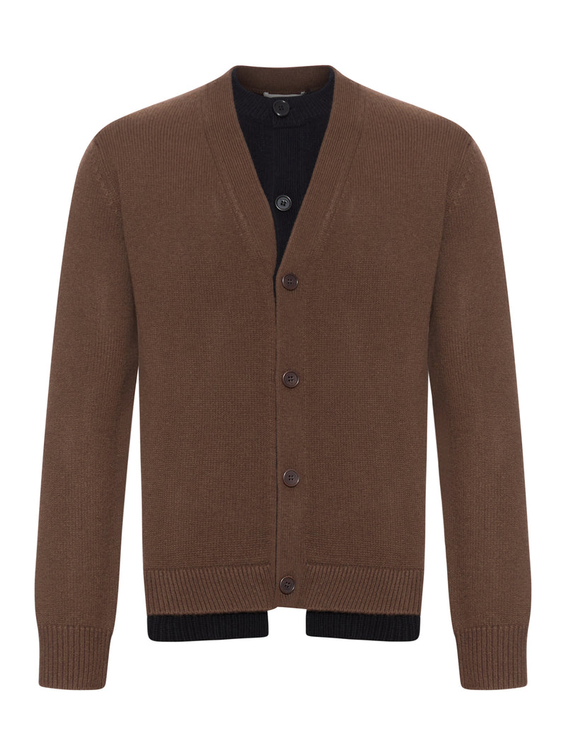 CONTRAST LAYERED CARDIGAN