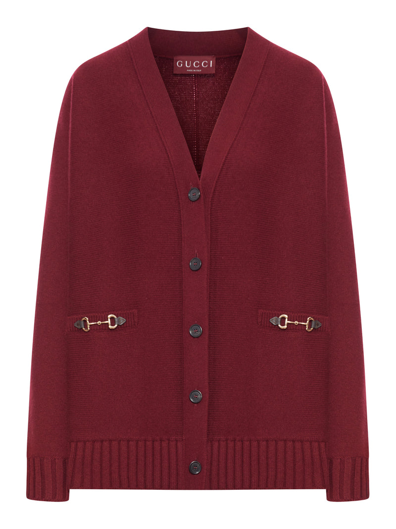 WOOL CARDIGAN WITH GOLDEN CLIPS