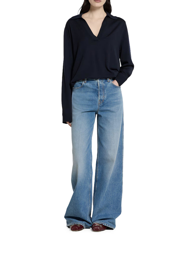 LIGHTWEIGHT WOOL POLO SHIRT WITH EMBROIDERED LOGO