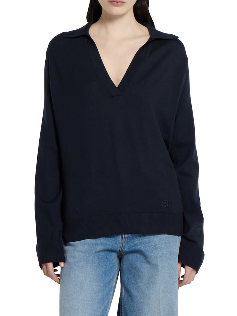 LIGHTWEIGHT WOOL POLO SHIRT WITH EMBROIDERED LOGO