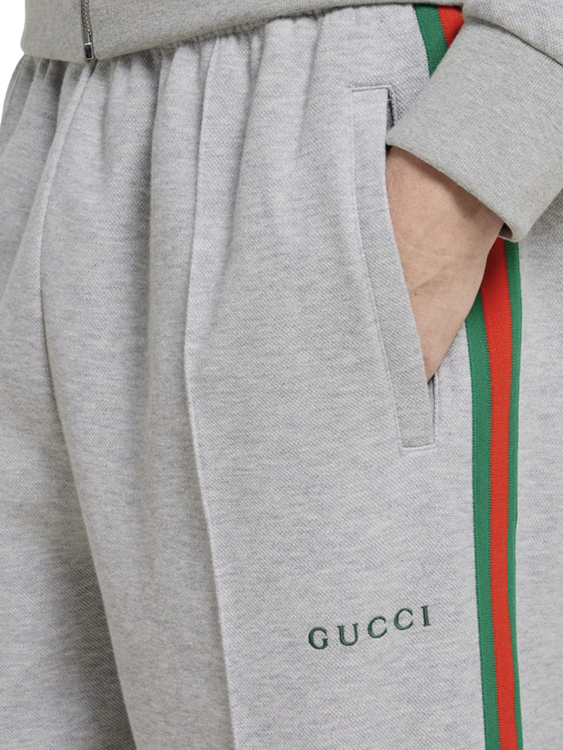 DOUBLE-LAYERED COTTON PIQUET SPORTS TROUSERS