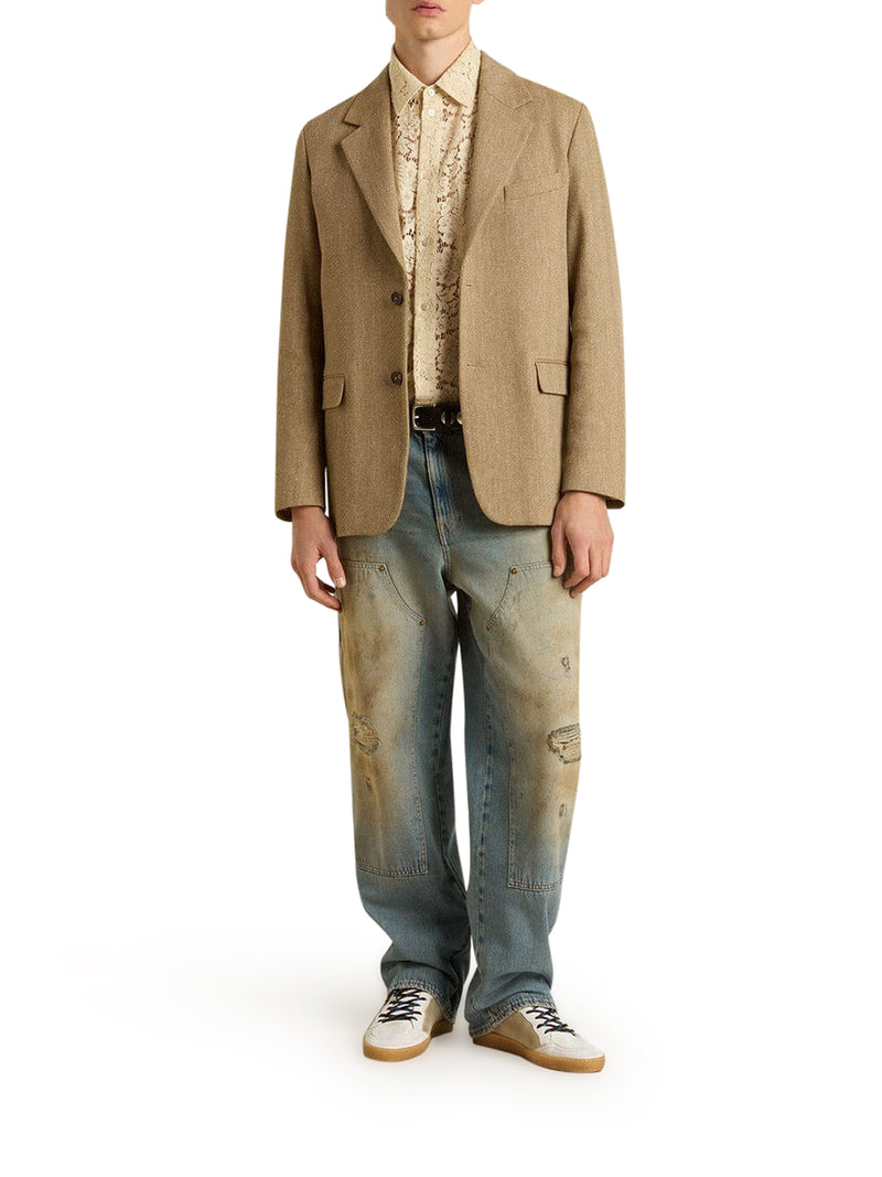 SAND WASH JEANS WITH A DISTRESSED EFFECT