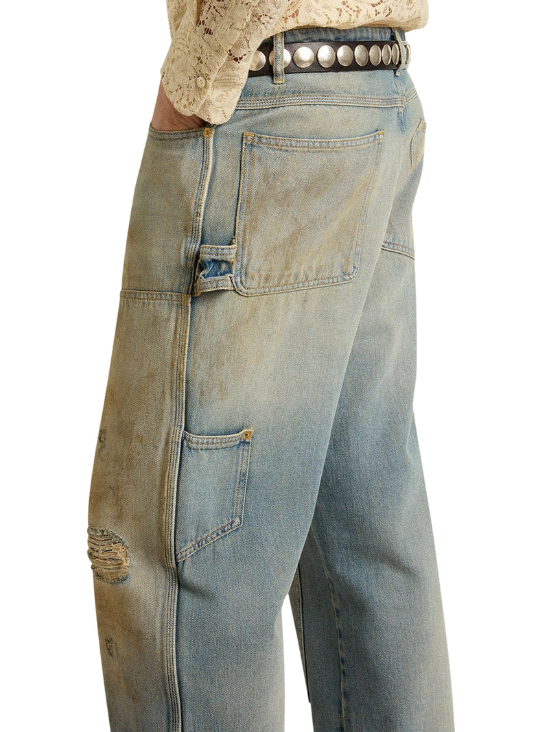 SAND WASH JEANS WITH A DISTRESSED EFFECT