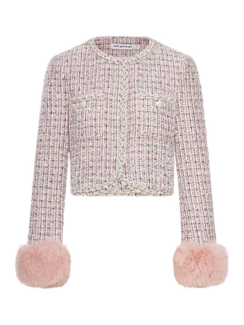 BOUCLE JACKET WITH FUR CUFFS
