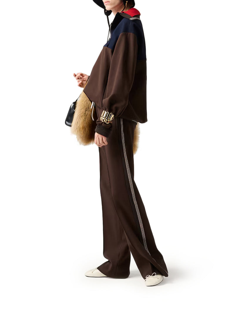 KNIT TROUSERS WITH FABRIC STITCH