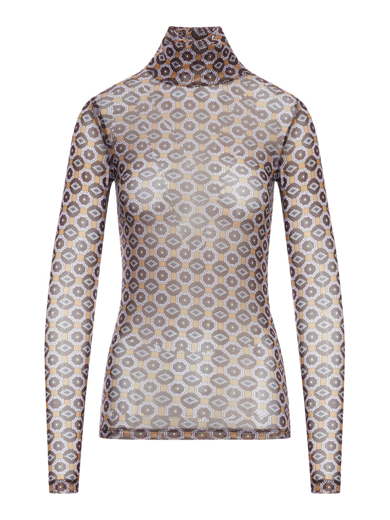 HIGH NECK T-SHIRT WITH PRINT