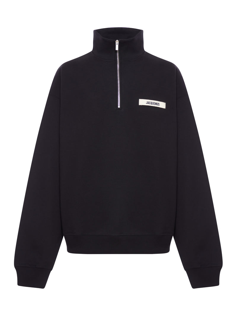 GROS GRAIN SWEATSHIRT WITH ZIP NECK