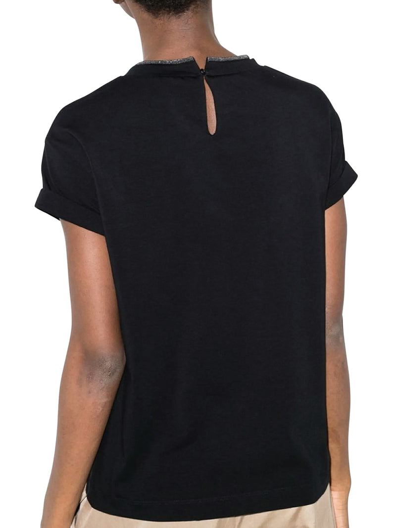 JERSEY T-SHIRT WITH PRECIOUS FAUX LAYERING