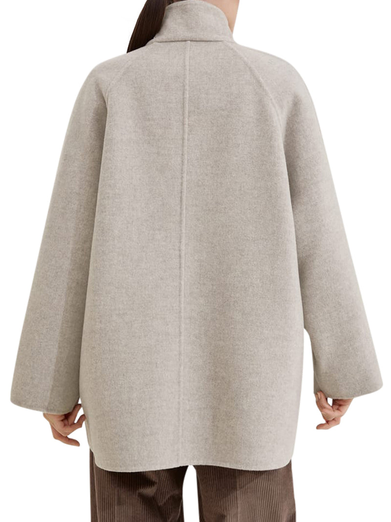 WOOL AND CASHMERE CABAN WITH SHINY CUFF DETAILS