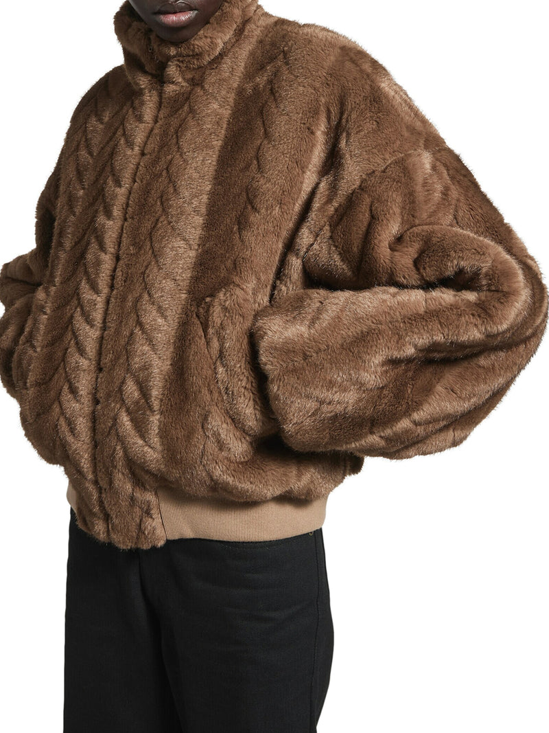 CROPPED JACKET WITH RAISED CABLE PATTERN