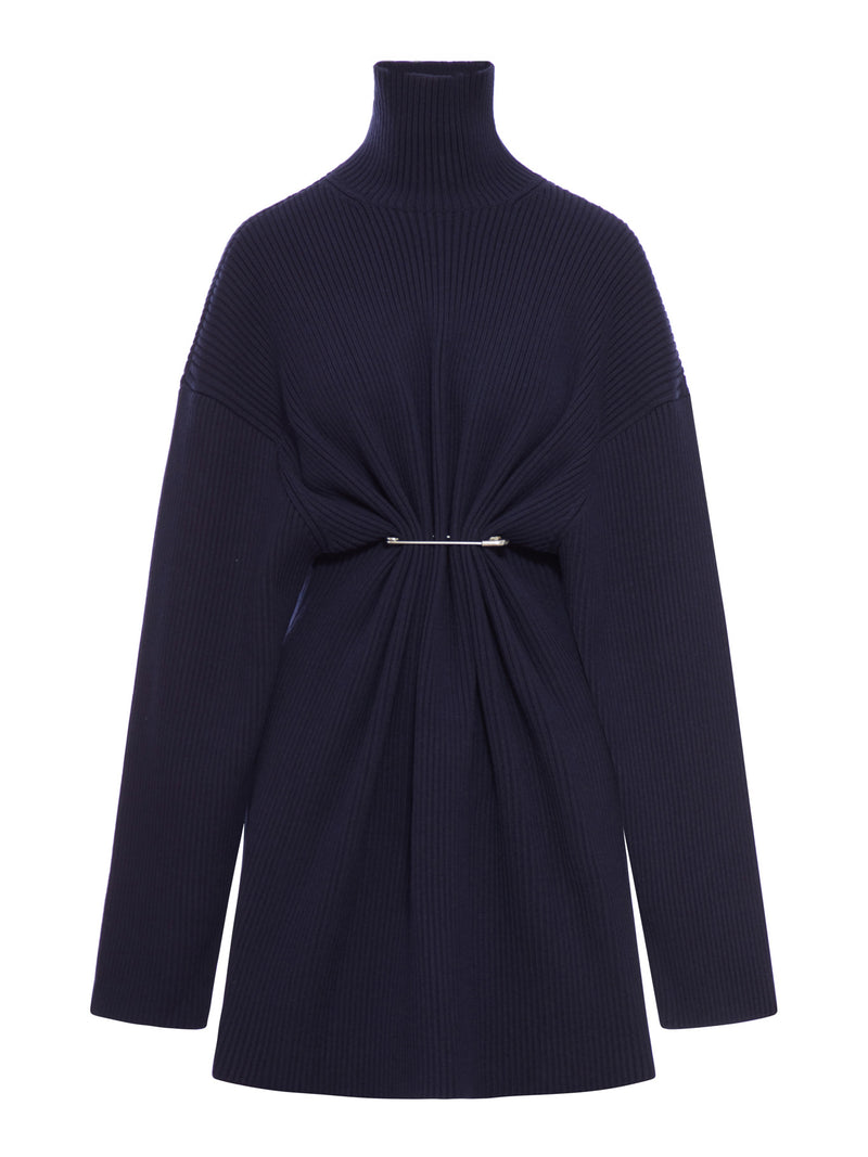 DRAPED KNIT MINI DRESS