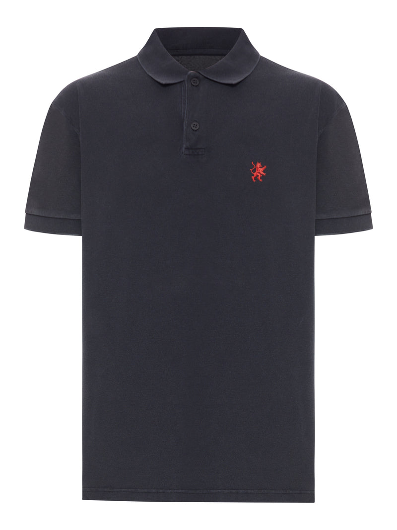 COTTON PIQUET POLO SHIRT WITH LION EMBROIDERY