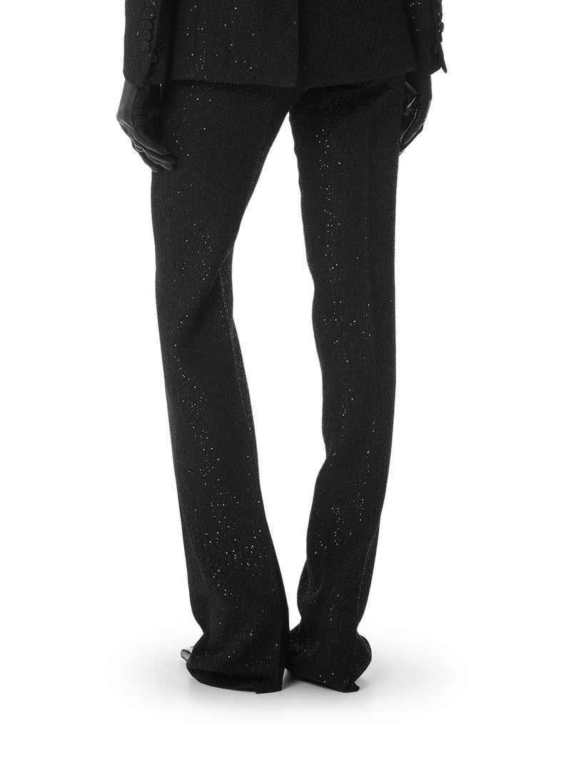 TAILORED WOOL BLEND CREPE TROUSERS WITH SEQUINS