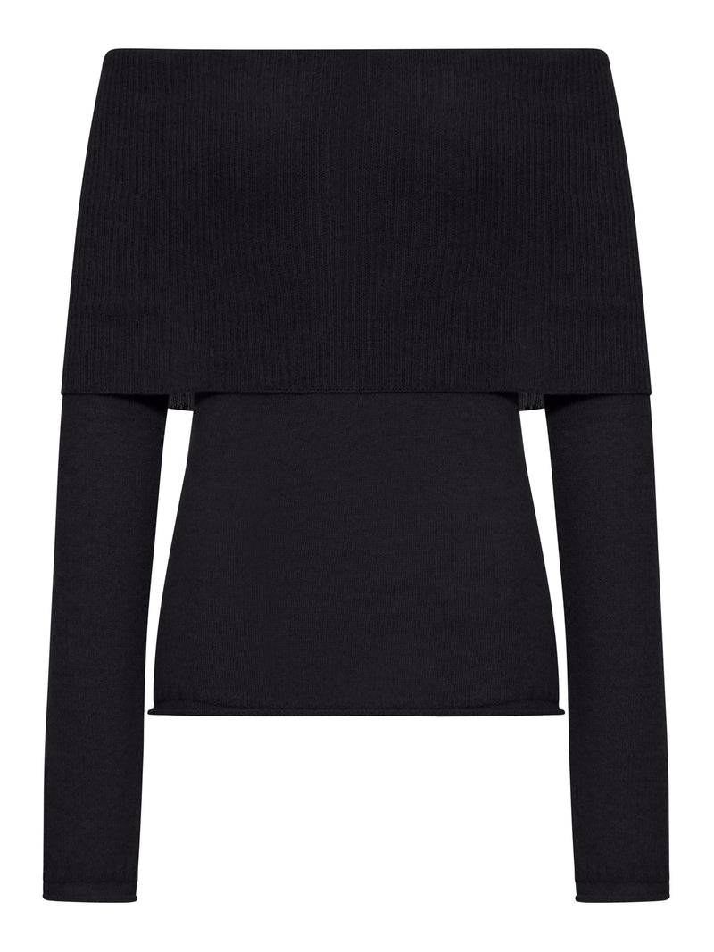RIBBED BOAT NECK SWEATER