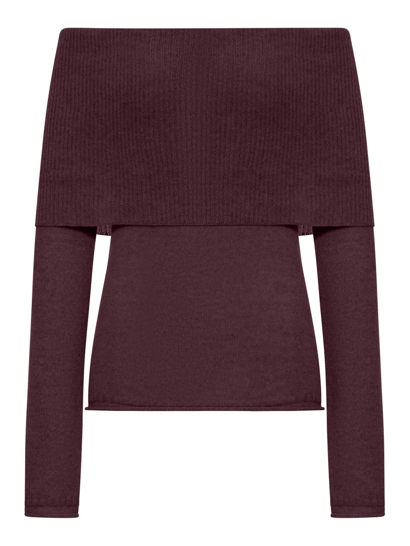 RIBBED BOAT NECK SWEATER