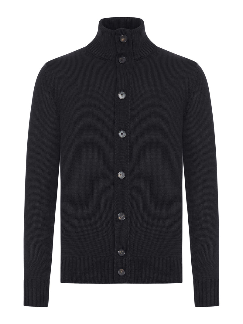 WOOL HIGH NECK CARDIGAN