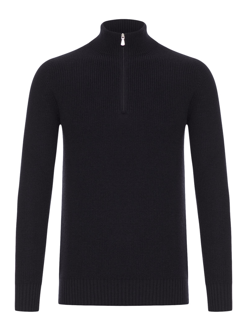 WOOL TURTLENECK SWEATER WITH ZIP