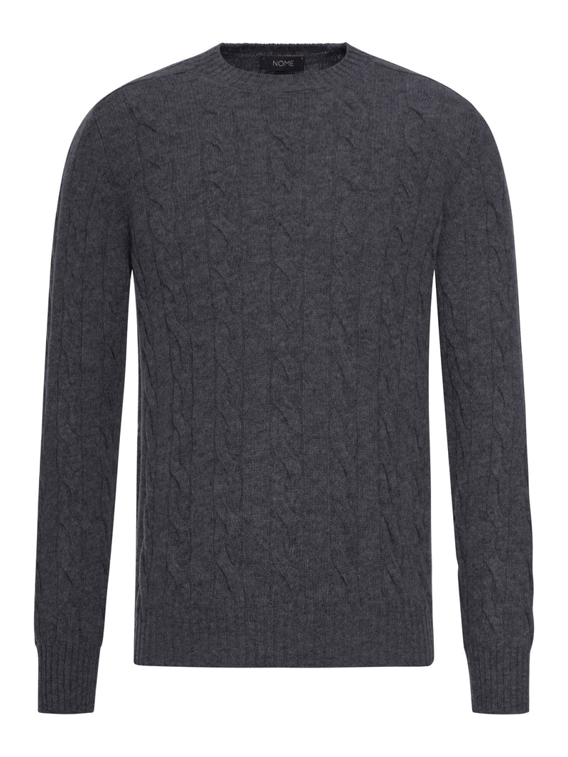 CABLE-KNIT WOOL CREW NECK