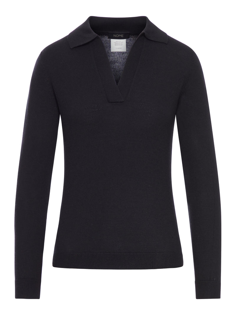 LONG-SLEEVED WOOL POLO SHIRT