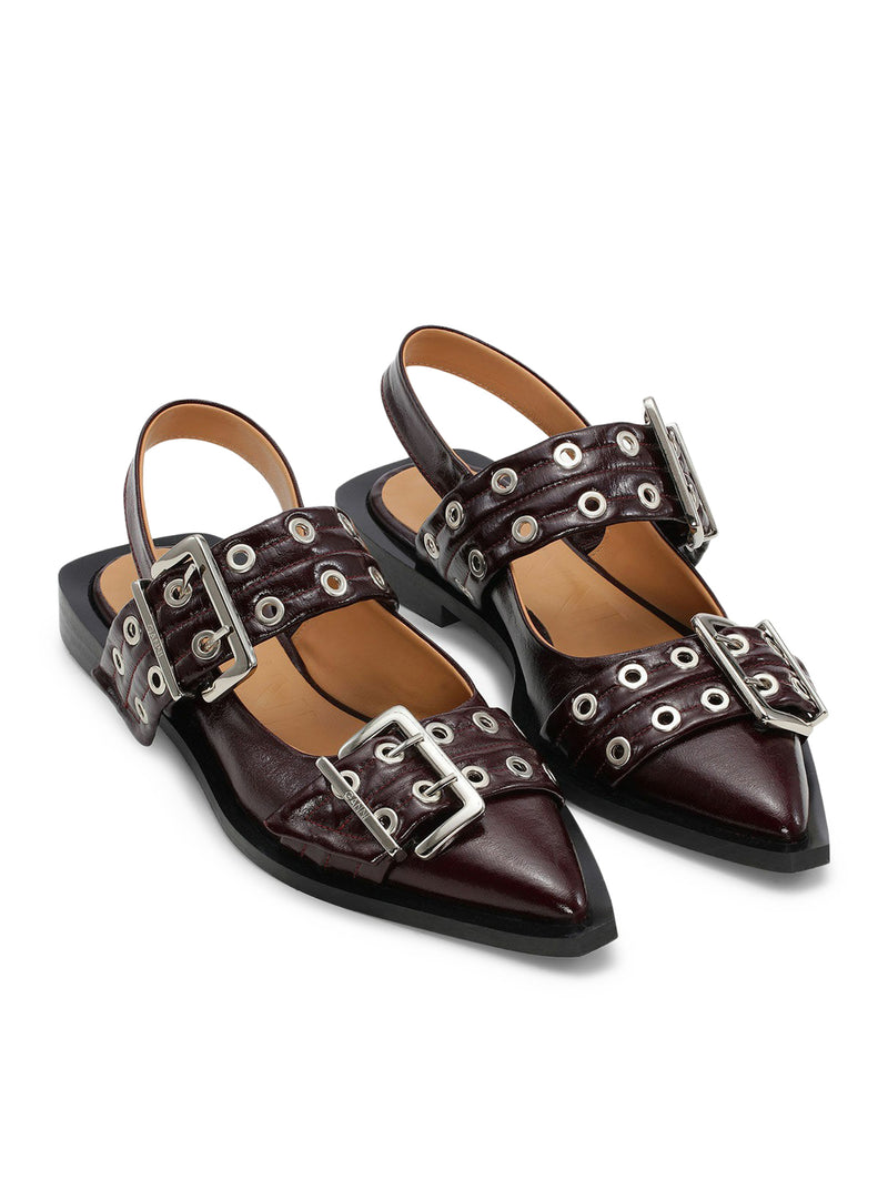 BURGUNDY BALLET FLAT WITH BUCKLE