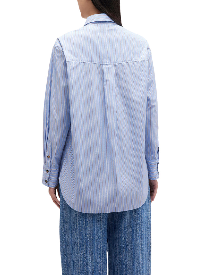 STRIPED COTTON SHIRT WITH PRINT