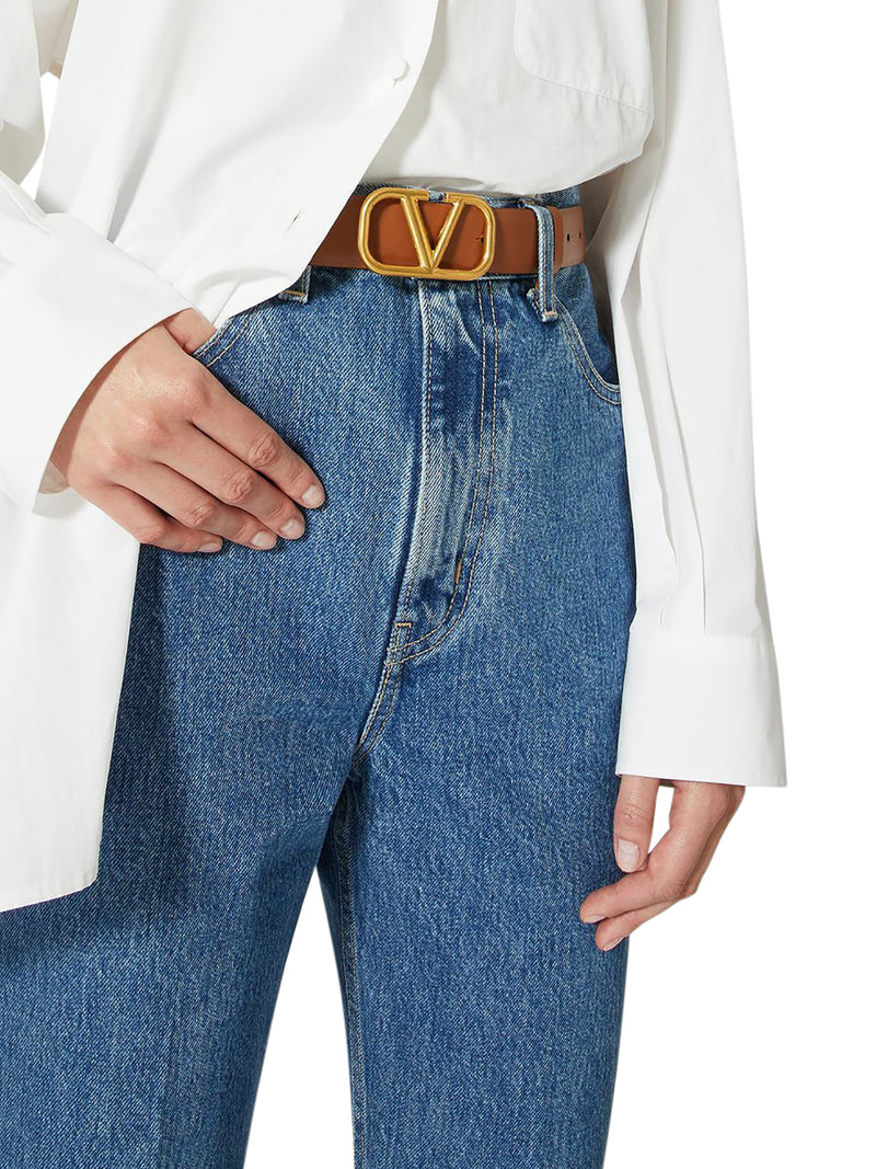 REVERSIBLE VLOGO SIGNATURE BELT IN POLISHED CALFSKIN 30 MM