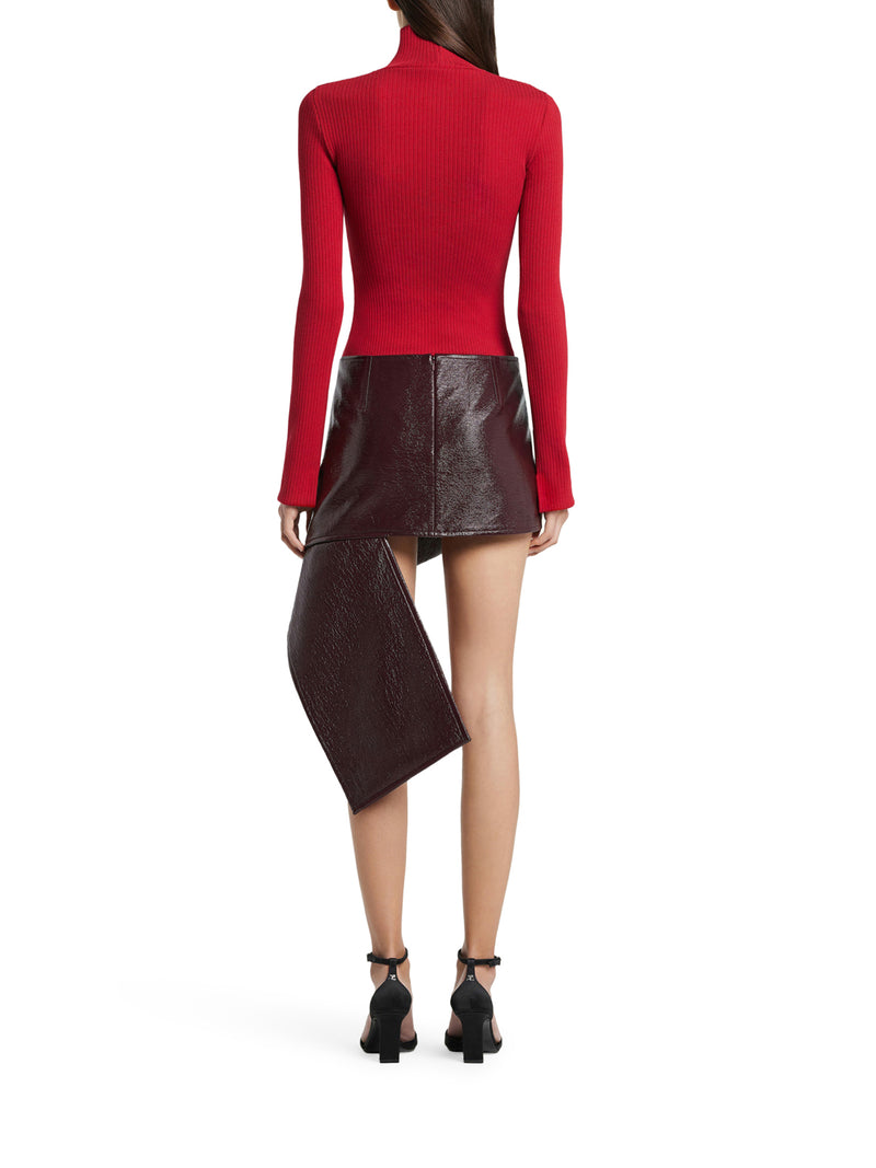 ASYMMETRIC VINYL MINISKIRT