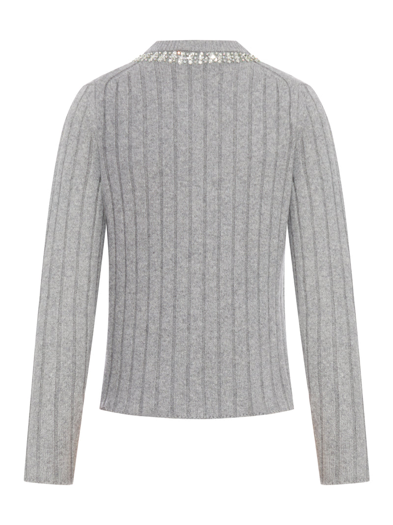 WOOL CARDIGAN WITH JEWEL DETAILS