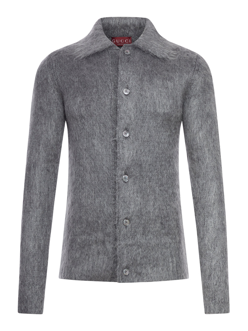 BRUSHED MOHAIR WOOL CARDIGAN