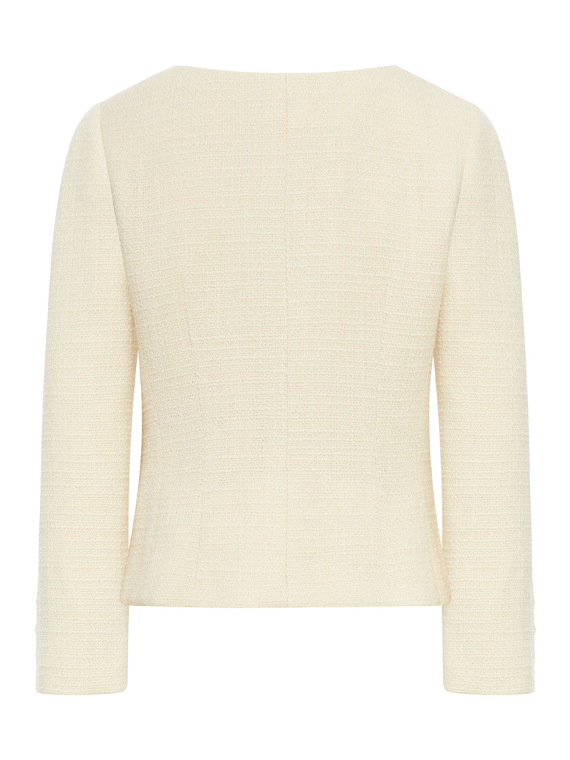 WOOL CREPE JACKET WITH APPLIED BOW