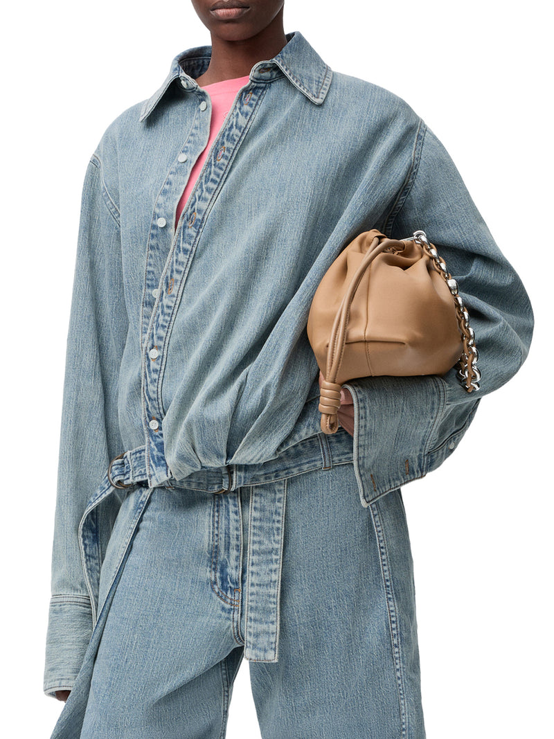 DRAPED DENIM SHIRT
