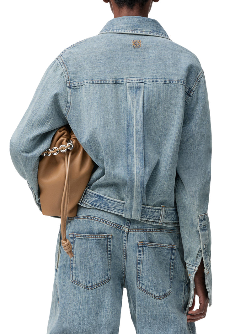 DRAPED DENIM SHIRT
