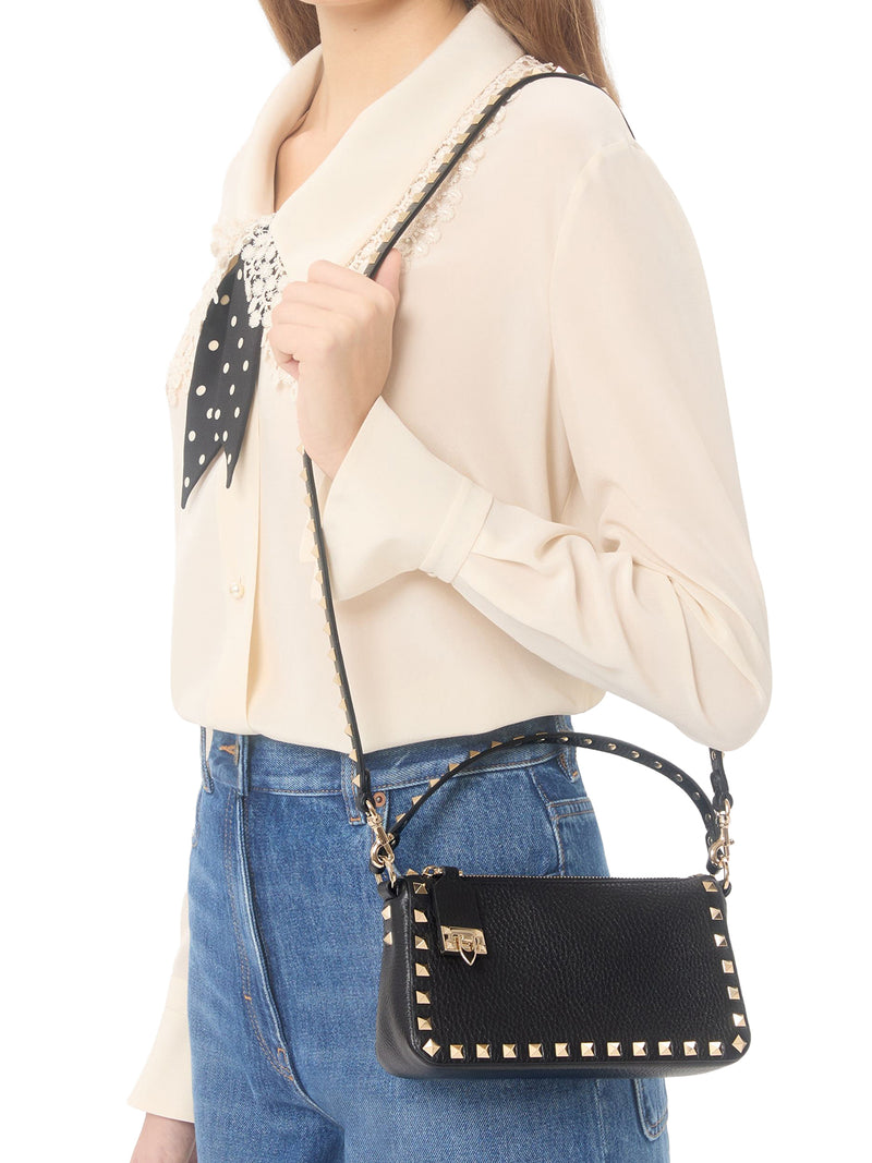 ROCKSTUD SMALL GARNET CALFSKIN CROSSBODY BAG