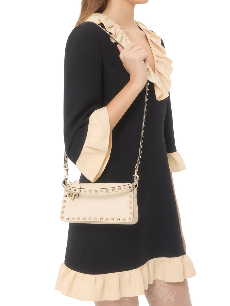 ROCKSTUD SMALL GARNET CALFSKIN CROSSBODY BAG