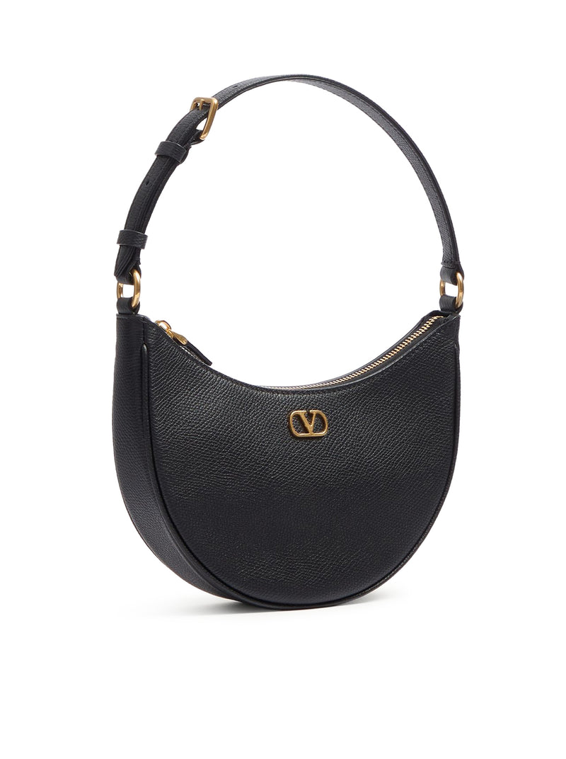 VLOGO SIGNATURE MINI HOBO BAG IN BLACK GARNET CALFSKIN
