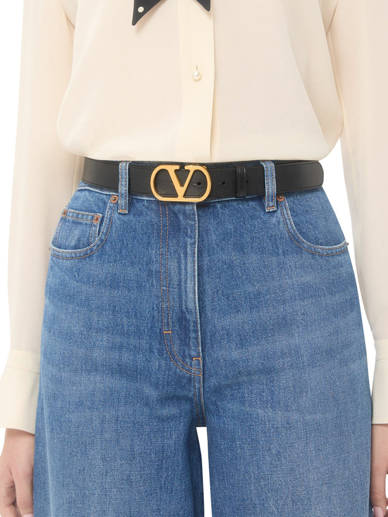 VLOGO SIGNATURE BELT IN GLOSSY CALFSKIN 30MM