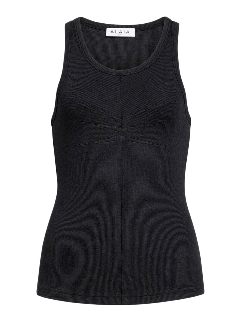 COTTON TANK TOP WITH PLEATS