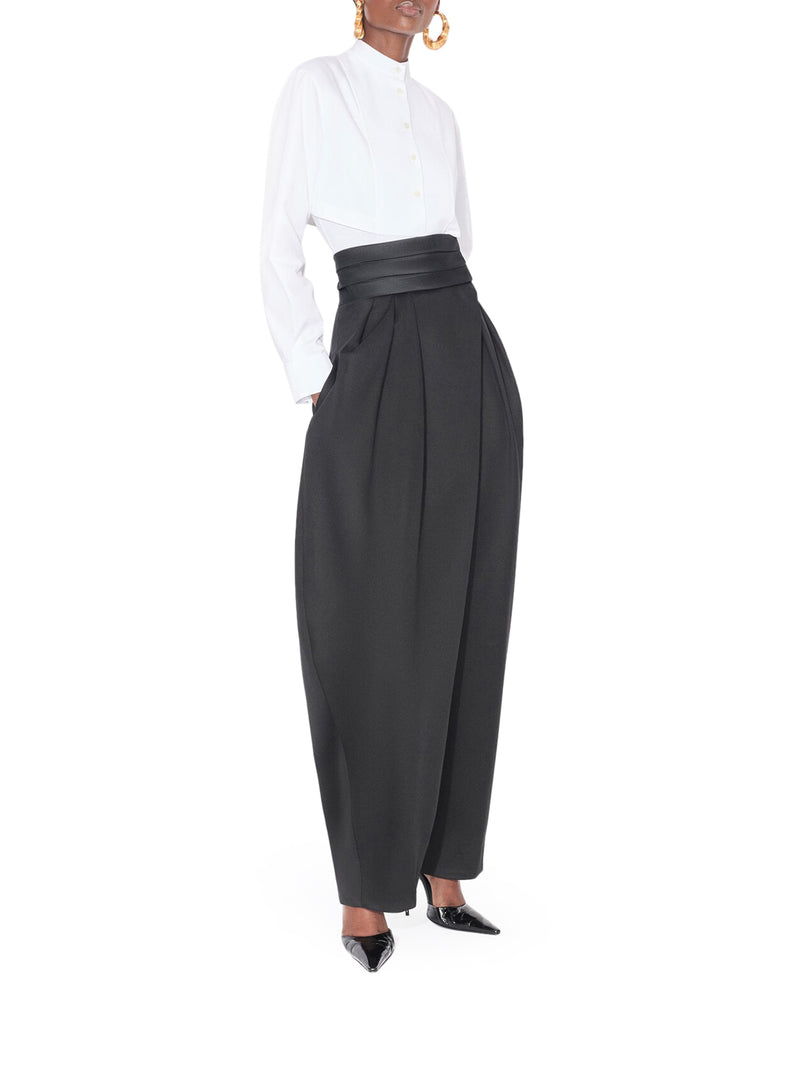 ROUNDED WOOL TUXEDO TROUSERS