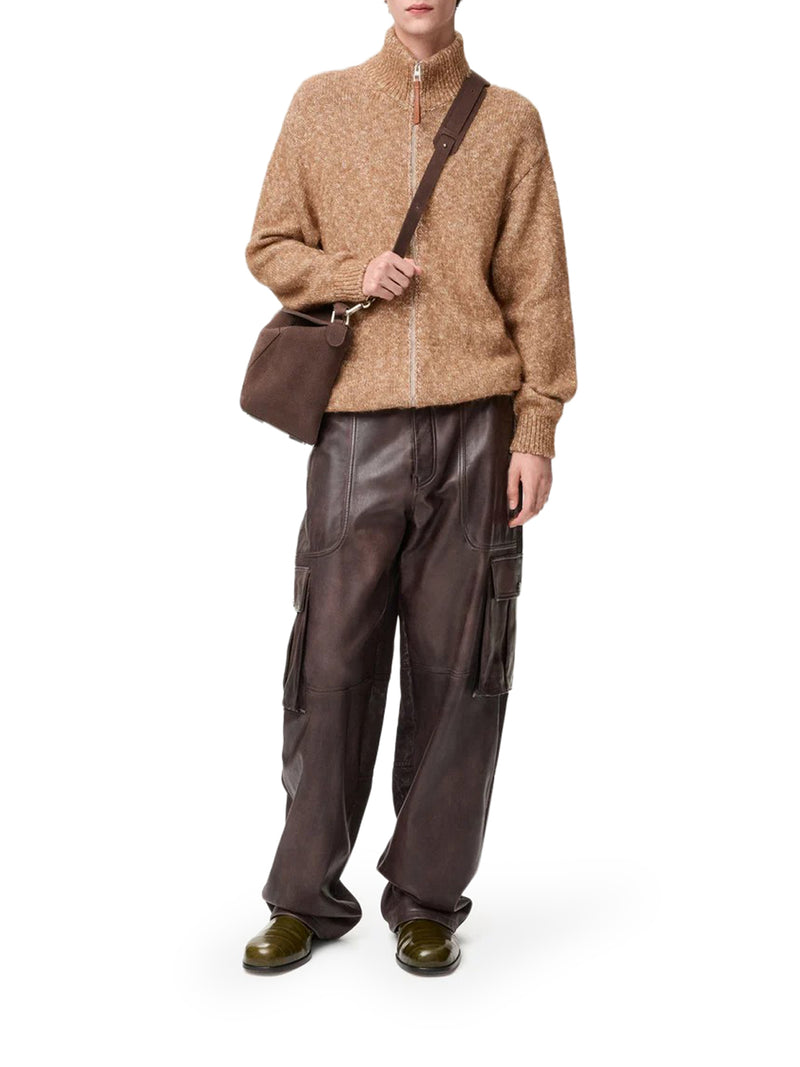 CARDIGAN WITH ZIP IN COTTON LINEN AND WOOL