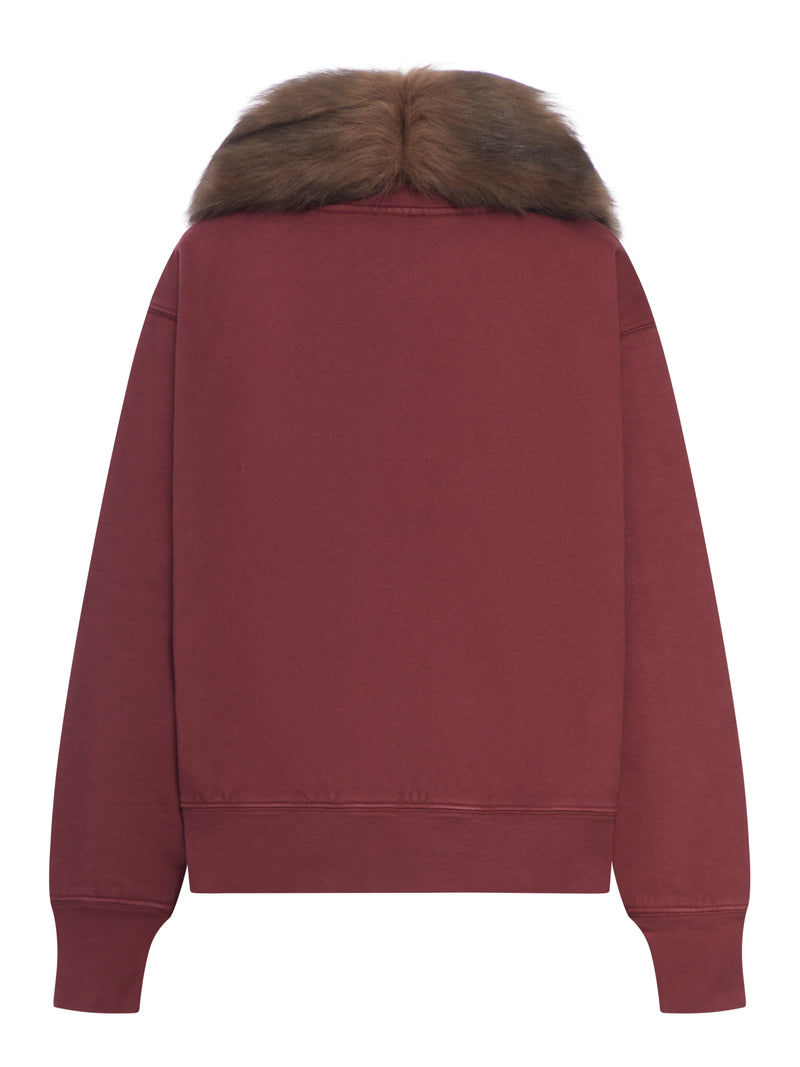 SWEATSHIRT WITH REMOVABLE FUR COLLAR