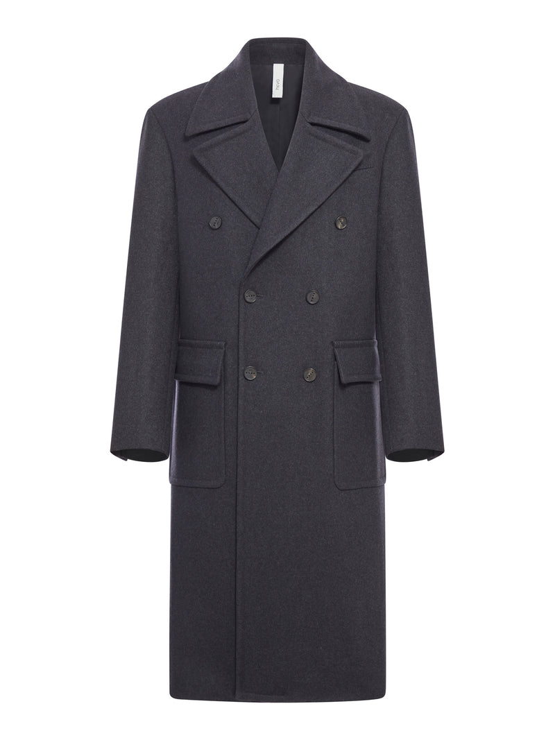 DOUBLE-BREASTED HERRINGBONE COAT