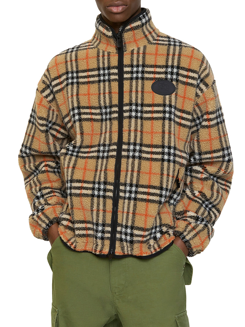 CHECKED CASHMERE AND WOOL BLEND FLEECE
