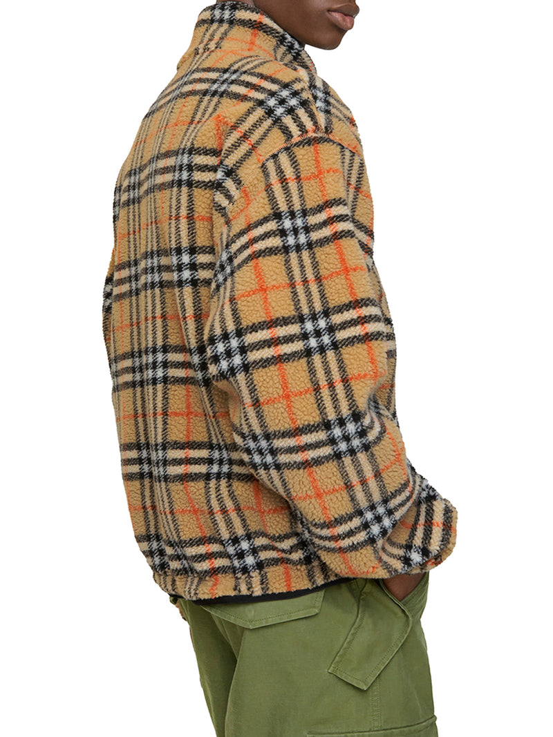 CHECKED CASHMERE AND WOOL BLEND FLEECE