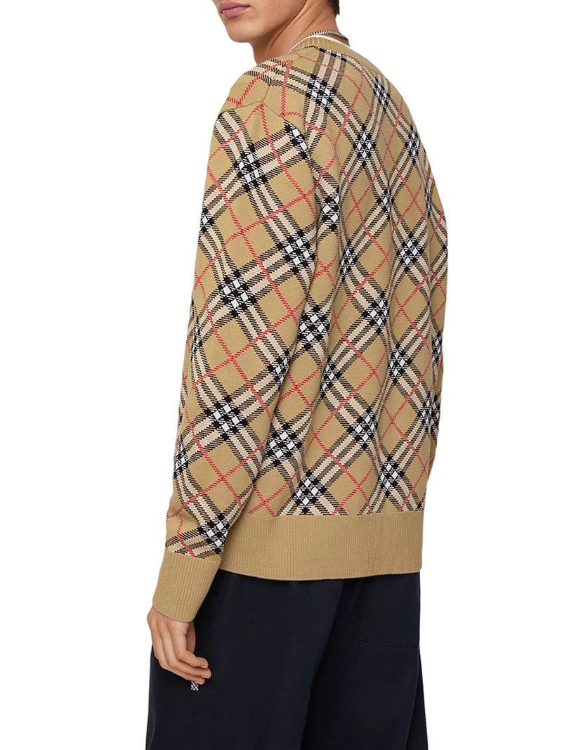 CHECKED COTTON AND WOOL PULLOVER