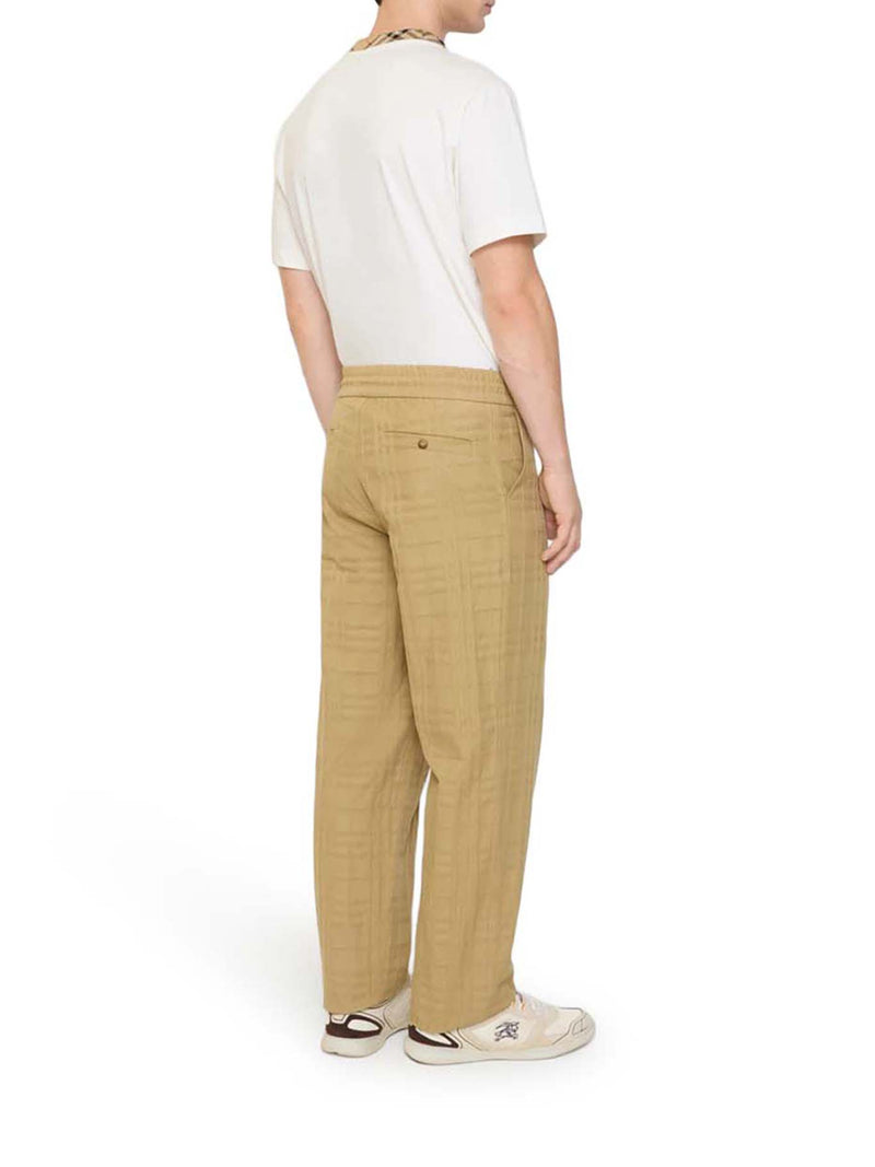 TEXTURED CHECK COTTON TROUSERS