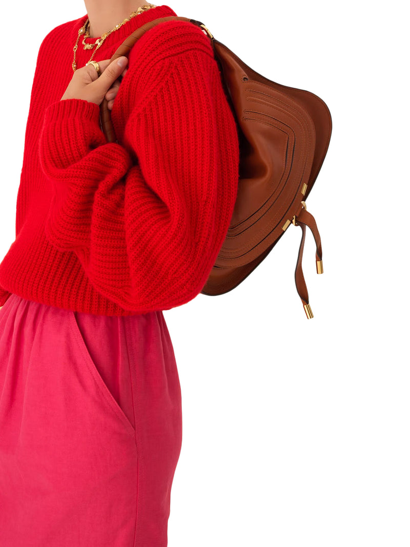 SMALL MARCIE SHOULDER BAG IN CLAY BROWN SOFT LEATHER